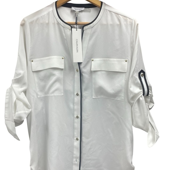 Calvin Klein Women’s White Button Up NWT size L - Picture 1 of 4